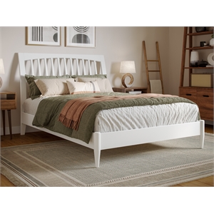 afi orleans full solid wood low profile sleigh platform bed in white