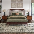 AFI Orleans Full Solid Wood Low Profile Sleigh Platform Bed in Walnut
