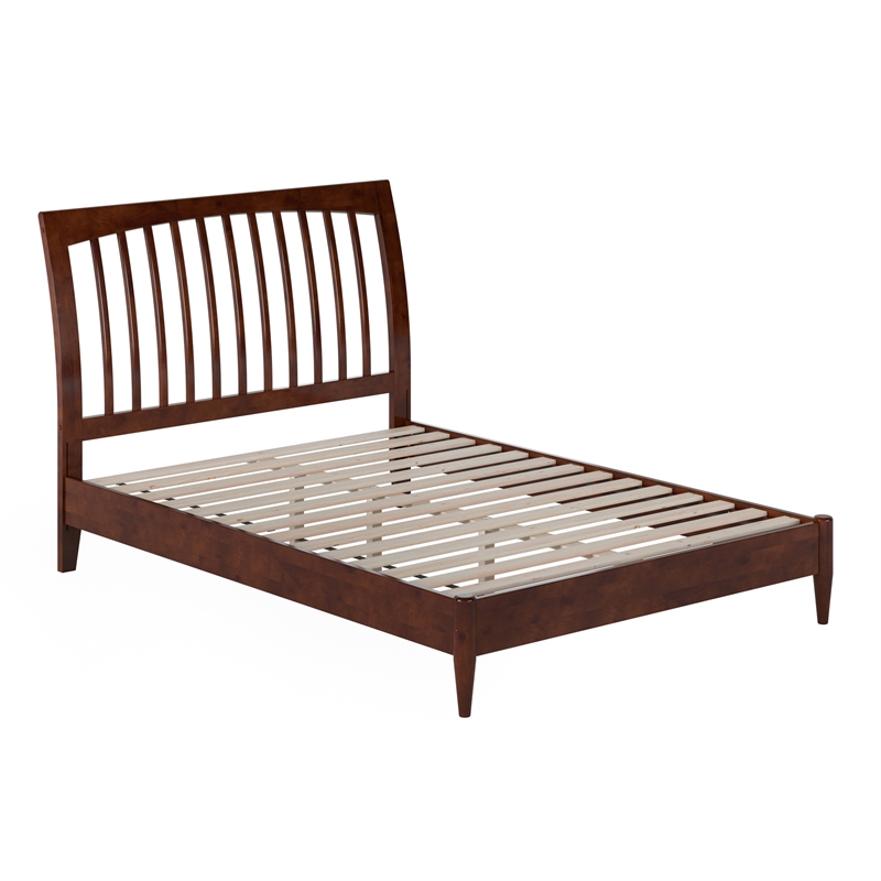 AFI Orleans Full Solid Wood Low Profile Sleigh Platform Bed in Walnut