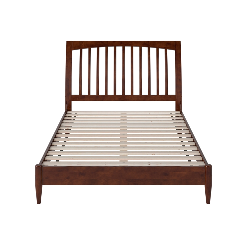 AFI Orleans Full Solid Wood Low Profile Sleigh Platform Bed in Walnut