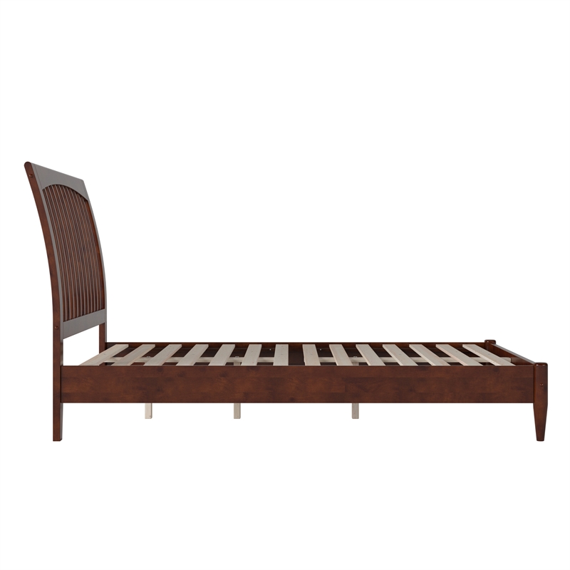 AFI Orleans Full Solid Wood Low Profile Sleigh Platform Bed in Walnut