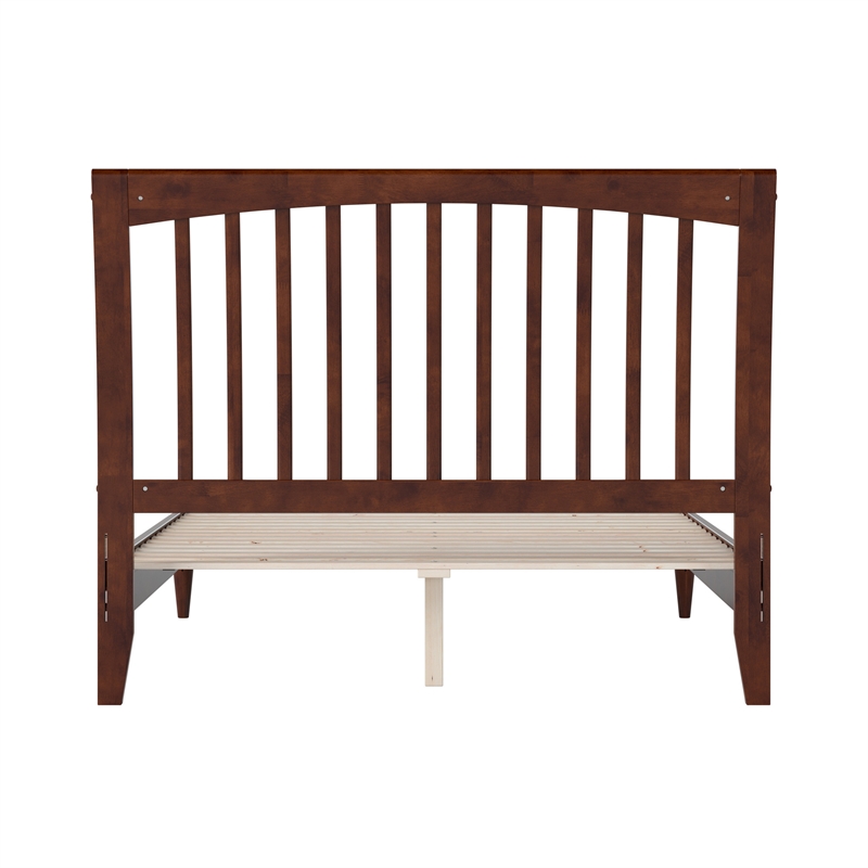 AFI Orleans Full Solid Wood Low Profile Sleigh Platform Bed in Walnut