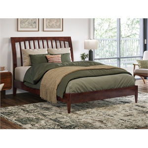 afi orleans full solid wood low profile sleigh platform bed in walnut