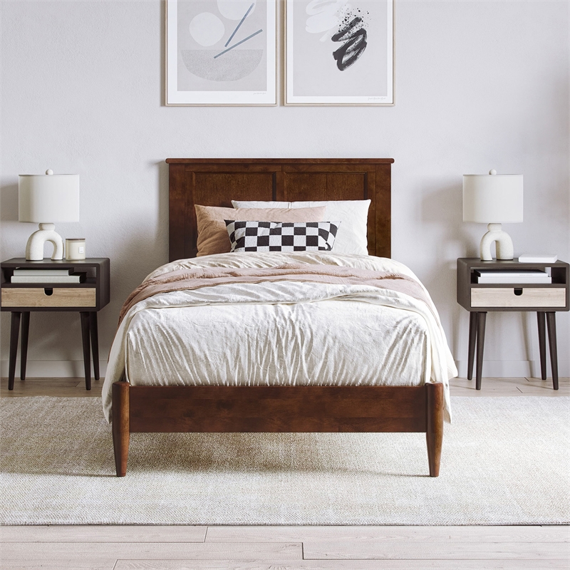 Charlotte Twin XL Solid Wood Low Profile Platform Bed in Walnut