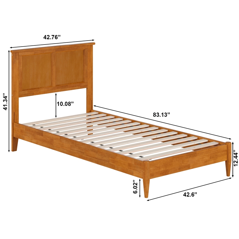 Charlotte Twin XL Solid Wood Low Profile Platform Bed in Light Toffee