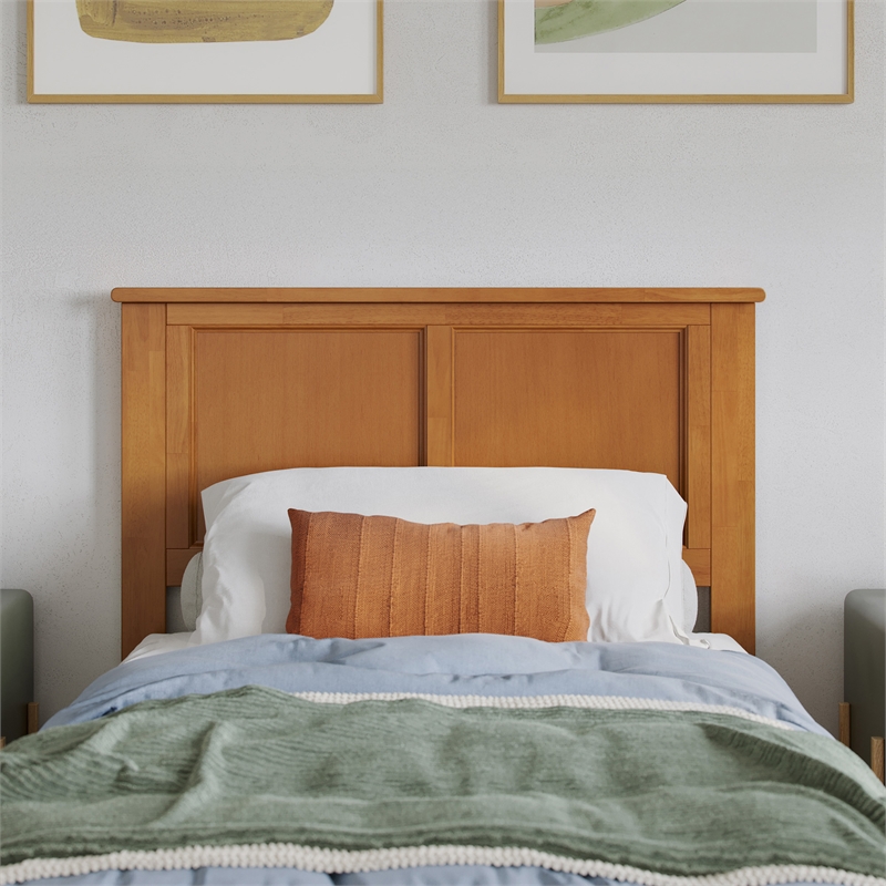 Charlotte Twin XL Solid Wood Low Profile Platform Bed in Light Toffee