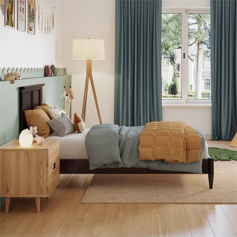 Charlotte Twin Solid Wood Low Profile Platform Bed in Espresso