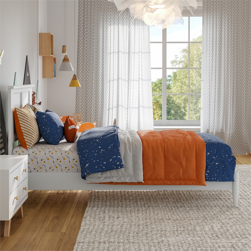 Charlotte Twin Solid Wood Low Profile Platform Bed in White