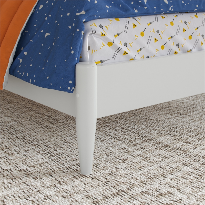 Charlotte Twin Solid Wood Low Profile Platform Bed in White