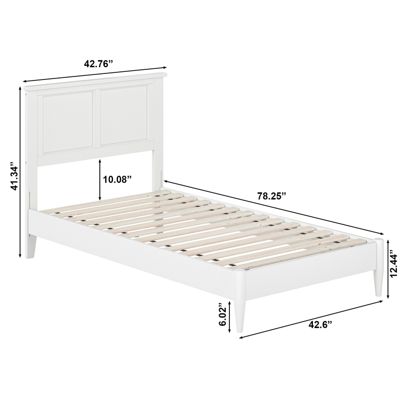 Charlotte Twin Solid Wood Low Profile Platform Bed in White