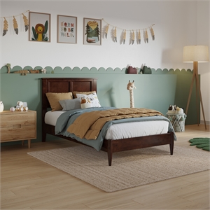 afi charlotte twin solid wood low profile platform bed in walnut
