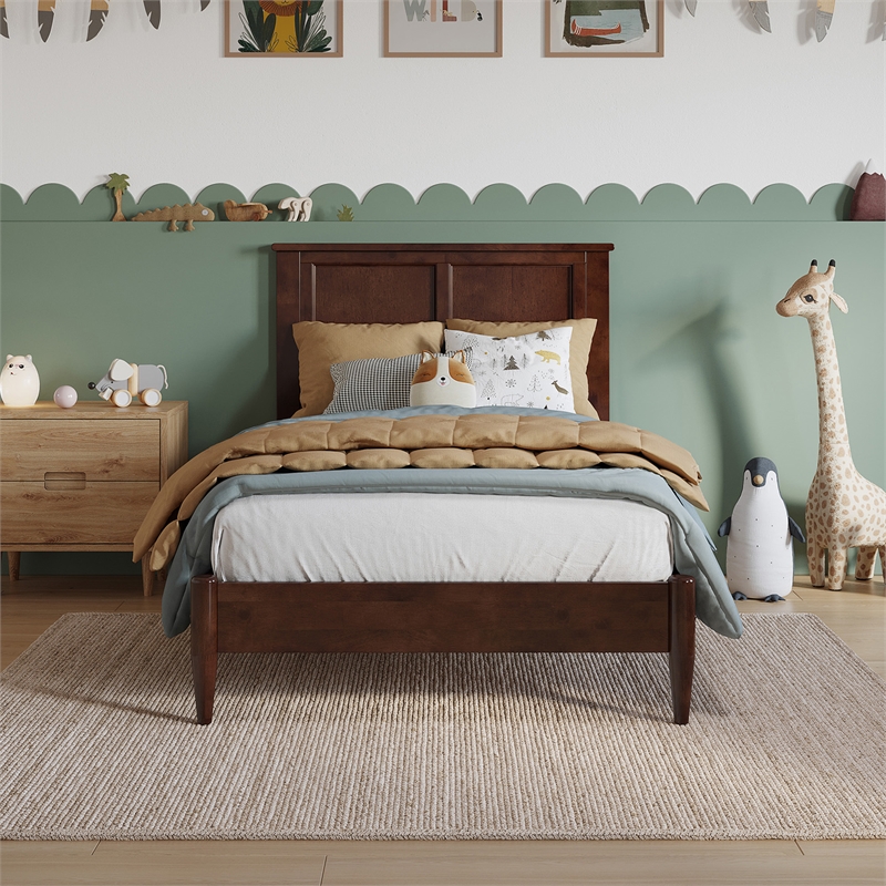 Charlotte Twin Solid Wood Low Profile Platform Bed in Walnut