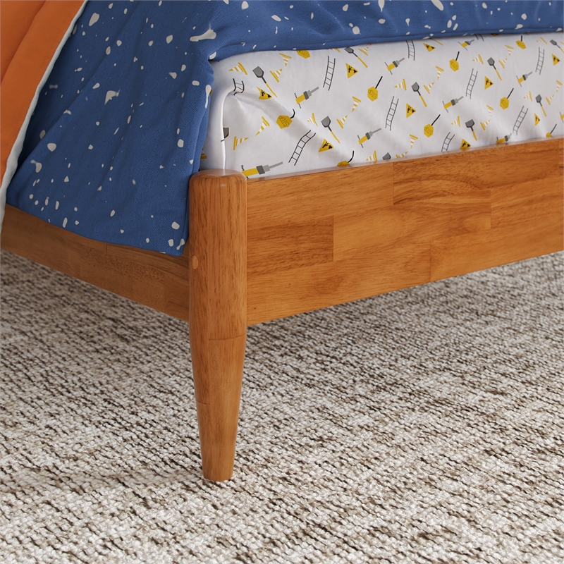 Charlotte Twin Solid Wood Low Profile Platform Bed in Light Toffee