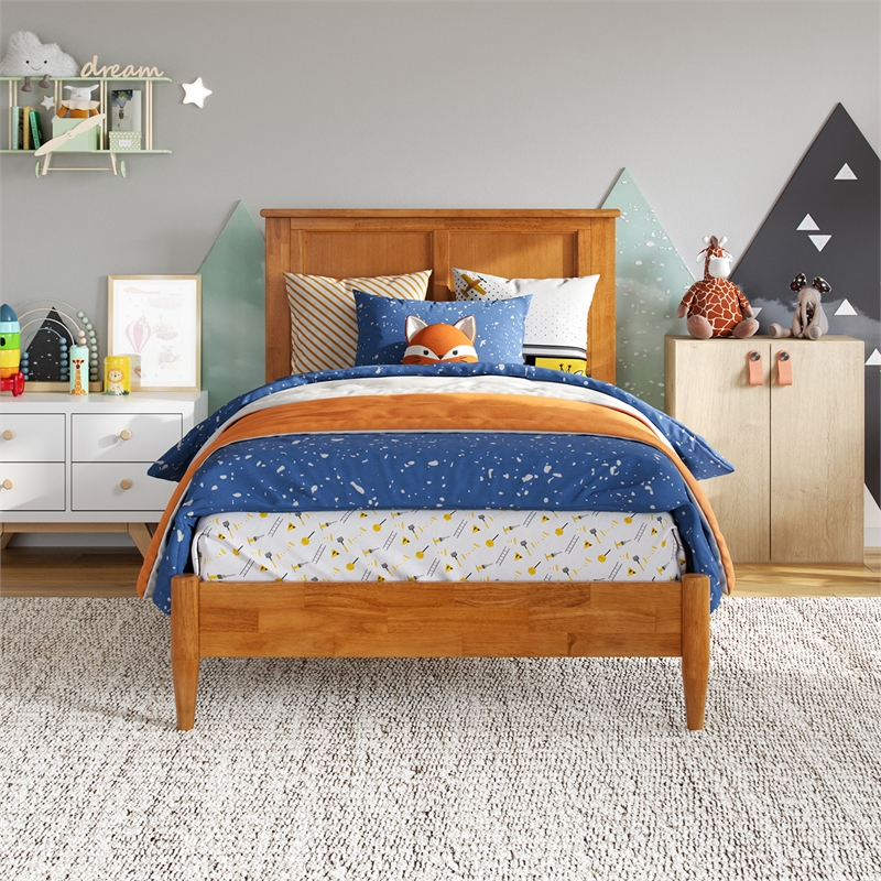 Charlotte Twin Solid Wood Low Profile Platform Bed in Light Toffee