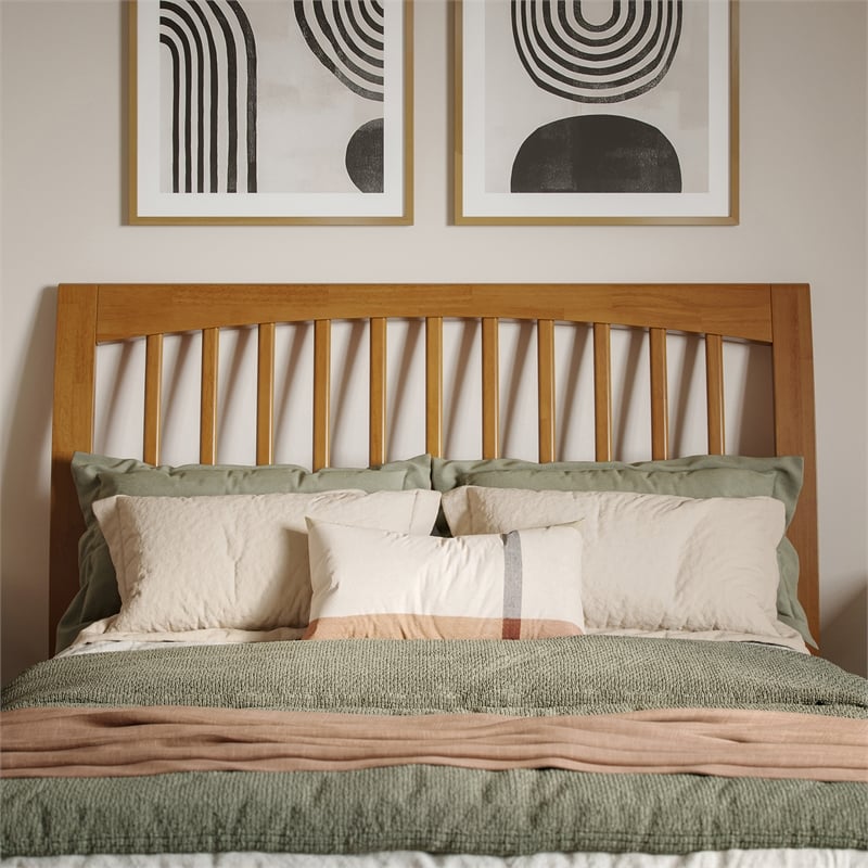 AFI Orleans Full Solid Wood Low Profile Sleigh Platform Bed in Light Toffee