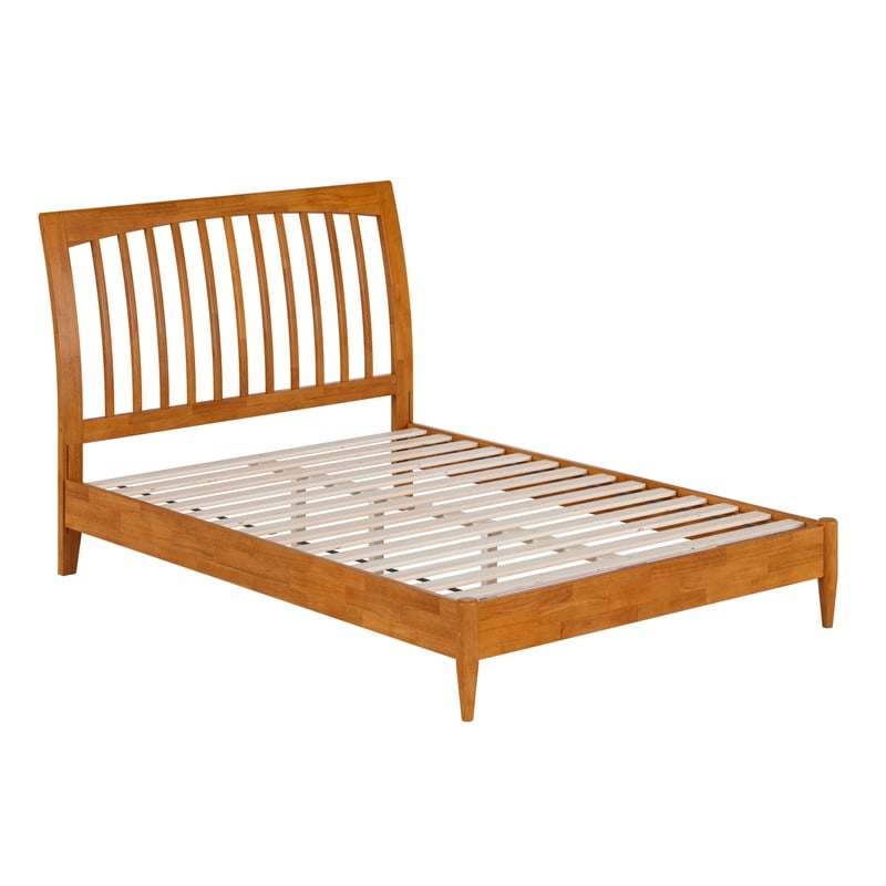AFI Orleans Full Solid Wood Low Profile Sleigh Platform Bed in Light Toffee