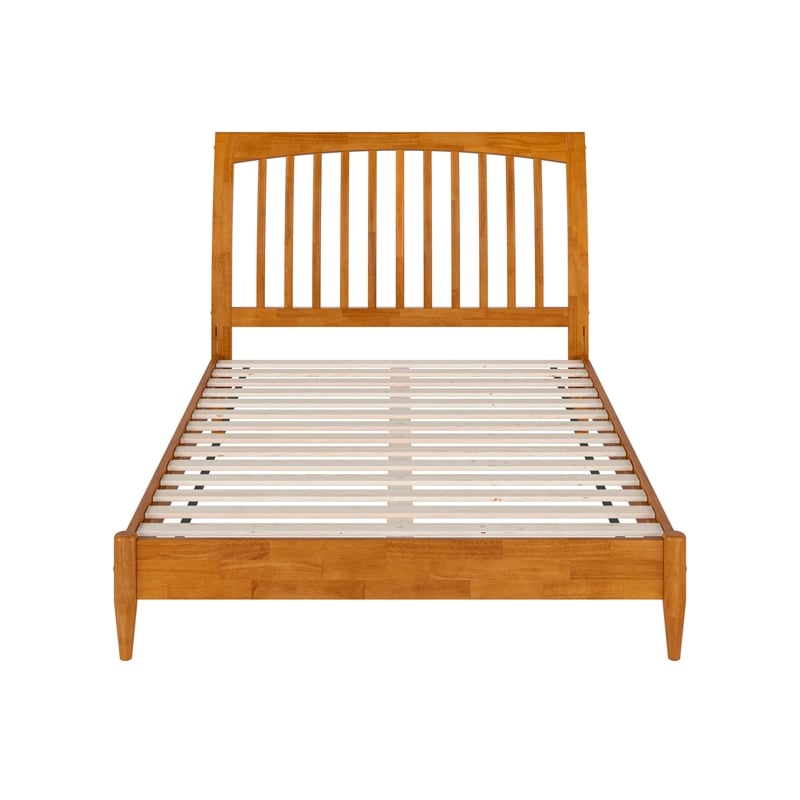 AFI Orleans Full Solid Wood Low Profile Sleigh Platform Bed in Light Toffee