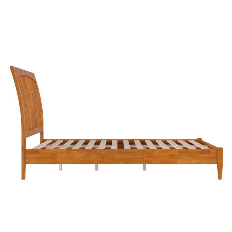 AFI Orleans Full Solid Wood Low Profile Sleigh Platform Bed in Light Toffee