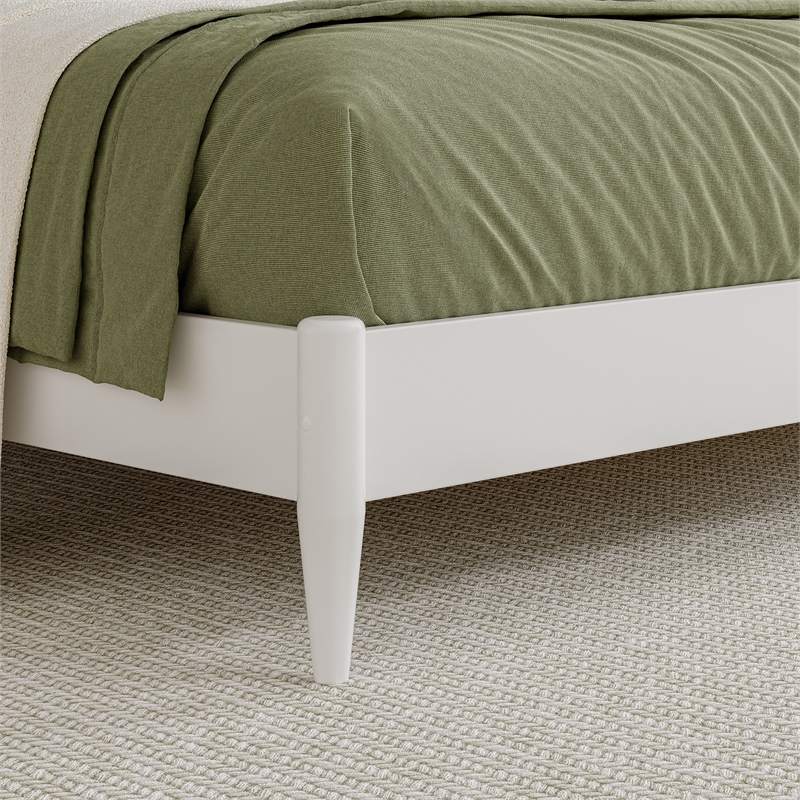 AFI Orleans Solid Wood Low Profile Sleigh Queen Platform Bed in White