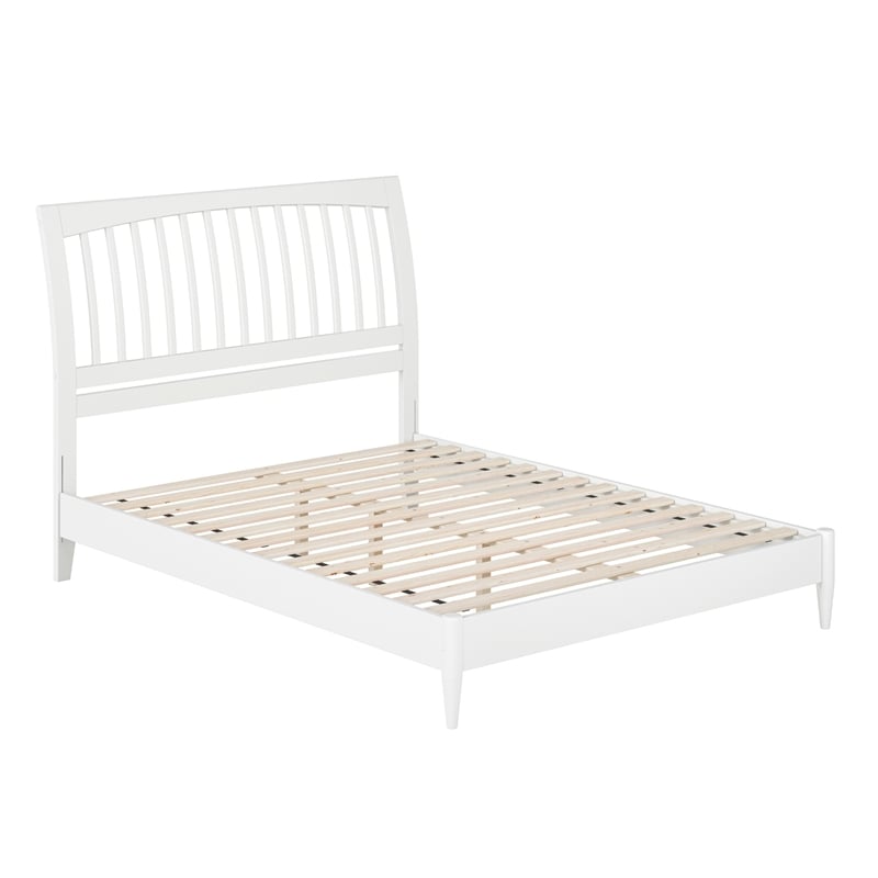 AFI Orleans Solid Wood Low Profile Sleigh Queen Platform Bed in White