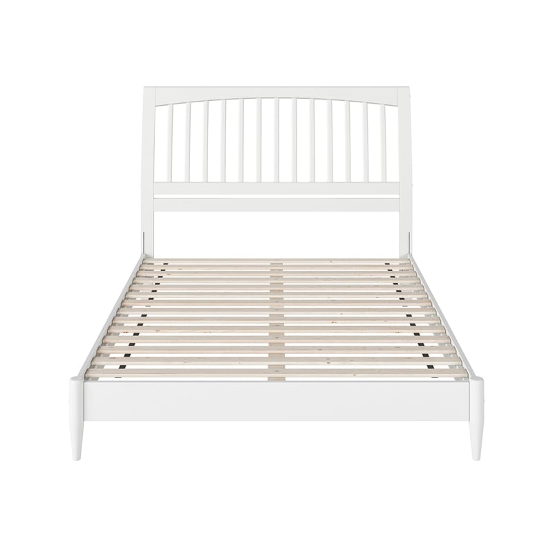AFI Orleans Solid Wood Low Profile Sleigh Queen Platform Bed in White