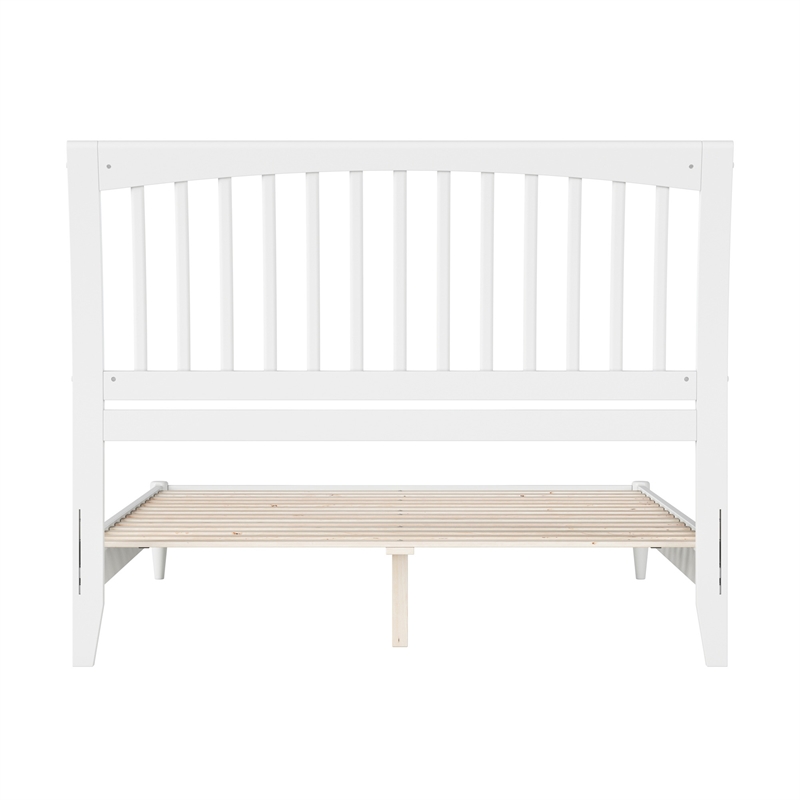 AFI Orleans Solid Wood Low Profile Sleigh Queen Platform Bed in White