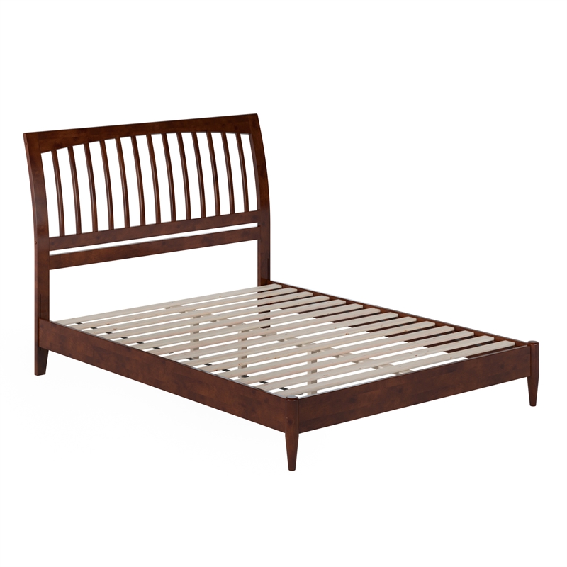 AFI Orleans Solid Wood Low Profile Sleigh Queen Platform Bed in Walnut