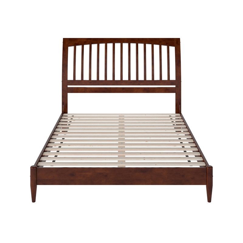AFI Orleans Solid Wood Low Profile Sleigh Queen Platform Bed in Walnut
