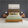 AFI Orleans Solid Wood Low Profile Sleigh Queen Platform Bed in Light Toffee