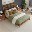 AFI Orleans Solid Wood Low Profile Sleigh Queen Platform Bed in Light Toffee