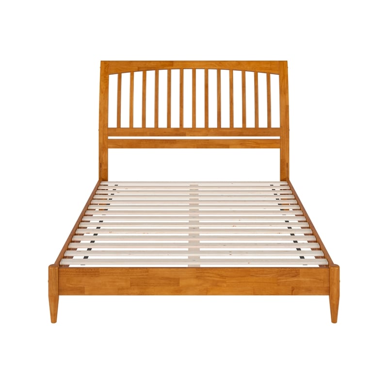 AFI Orleans Solid Wood Low Profile Sleigh Queen Platform Bed in Light Toffee