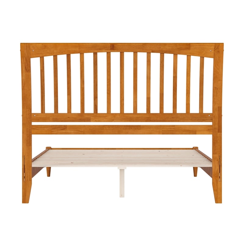 AFI Orleans Solid Wood Low Profile Sleigh Queen Platform Bed in Light Toffee