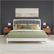 AFI Orleans Solid Wood Low Profile Sleigh King Platform Bed in White