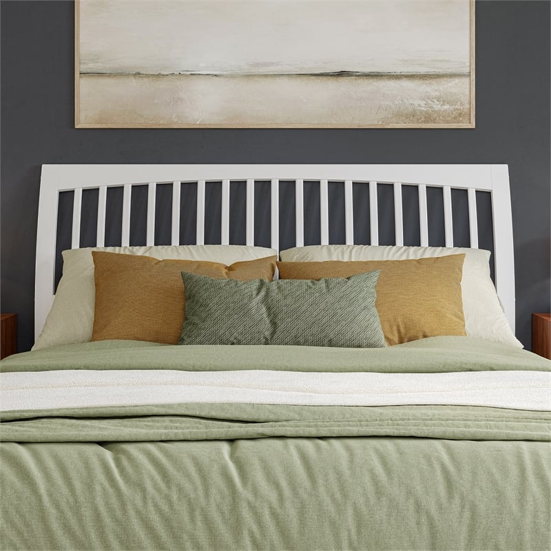 AFI Orleans Solid Wood Low Profile Sleigh King Platform Bed in White