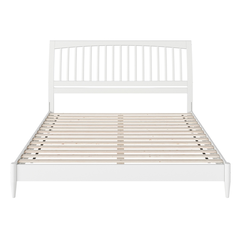 AFI Orleans Solid Wood Low Profile Sleigh King Platform Bed in White