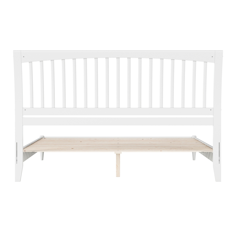 AFI Orleans Solid Wood Low Profile Sleigh King Platform Bed in White