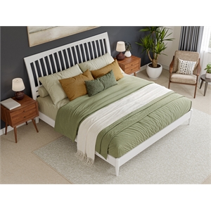 afi orleans solid wood low profile sleigh king platform bed in white