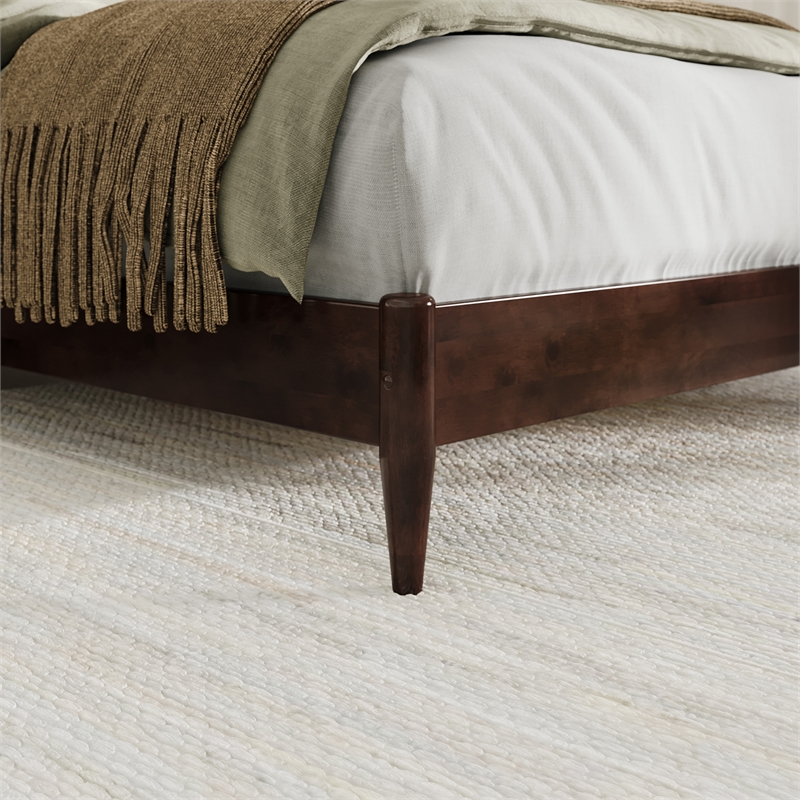 AFI Orleans Solid Wood Low Profile Sleigh King Platform Bed in Walnut