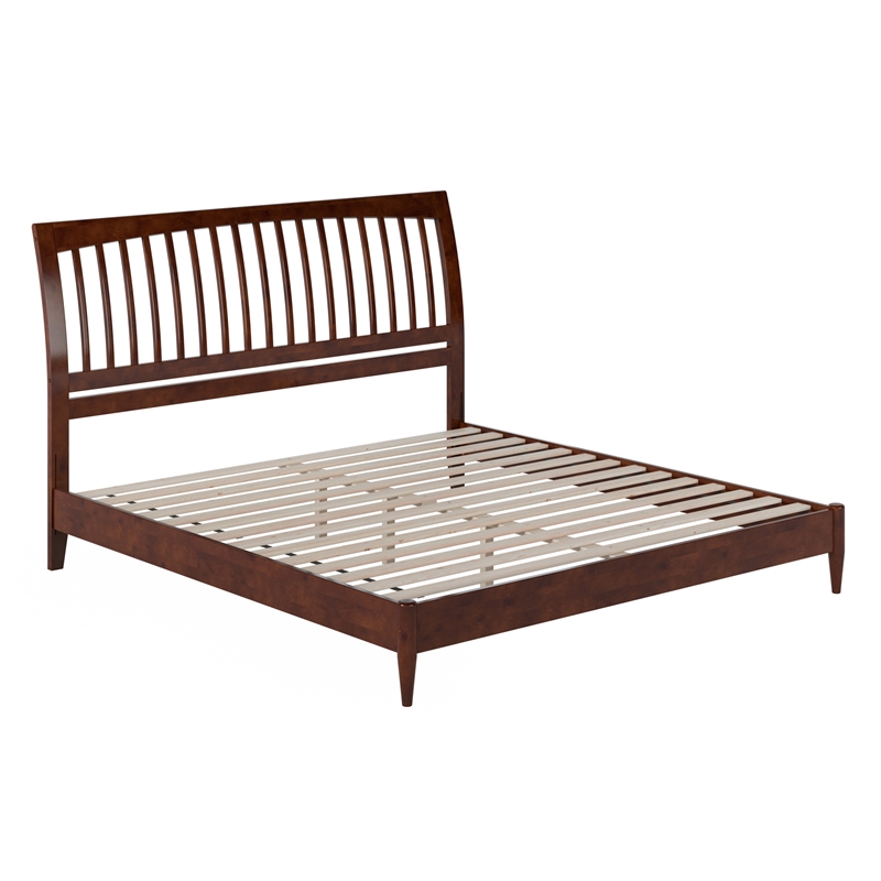 AFI Orleans Solid Wood Low Profile Sleigh King Platform Bed in Walnut