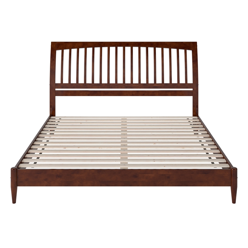 AFI Orleans Solid Wood Low Profile Sleigh King Platform Bed in Walnut
