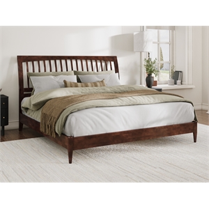 afi orleans solid wood low profile sleigh king platform bed in walnut