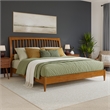 AFI Orleans Solid Wood Low Profile Sleigh King Platform Bed in Light Toffee