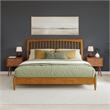 AFI Orleans Solid Wood Low Profile Sleigh King Platform Bed in Light Toffee
