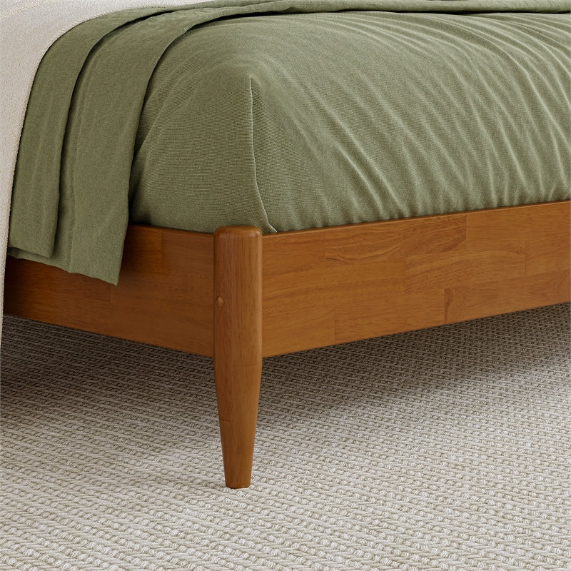 AFI Orleans Solid Wood Low Profile Sleigh King Platform Bed in Light Toffee