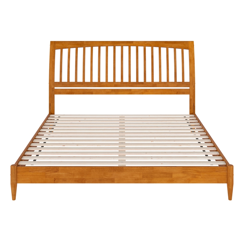 AFI Orleans Solid Wood Low Profile Sleigh King Platform Bed in Light Toffee