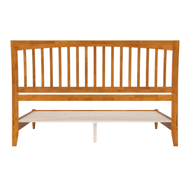 AFI Orleans Solid Wood Low Profile Sleigh King Platform Bed in Light Toffee