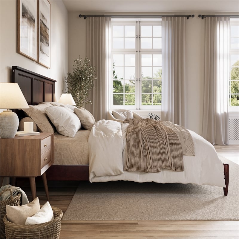 Charlotte King Solid Wood Low Profile Platform Bed in Espresso
