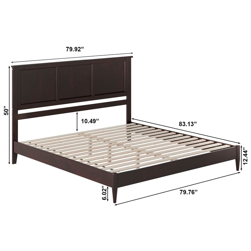 Charlotte King Solid Wood Low Profile Platform Bed in Espresso