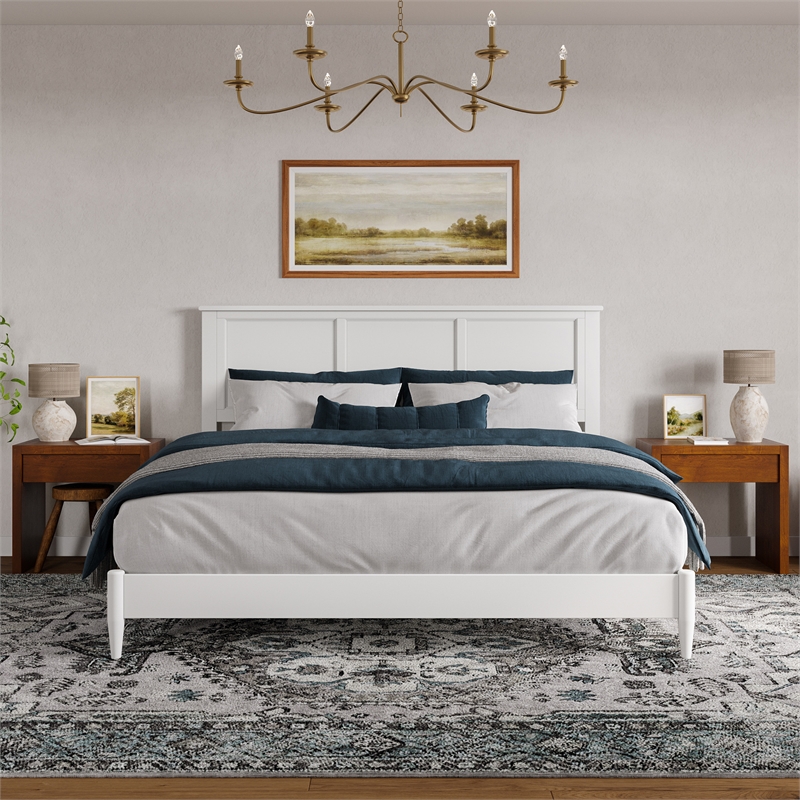 Charlotte King Solid Wood Low Profile Platform Bed in White