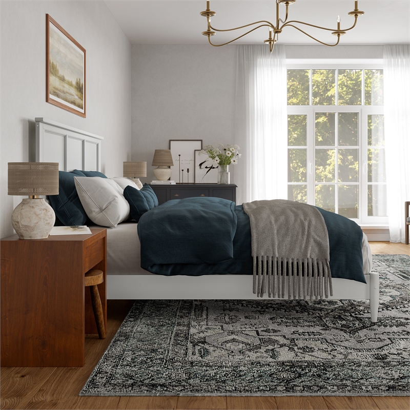 Charlotte King Solid Wood Low Profile Platform Bed in White